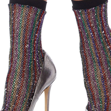 Sokken Enkel Visnet Lurex Regenboog