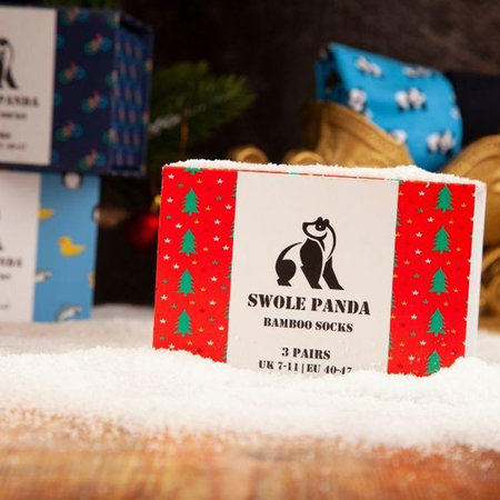Bamboe Sokken Giftbox Heren Kerst Rood
