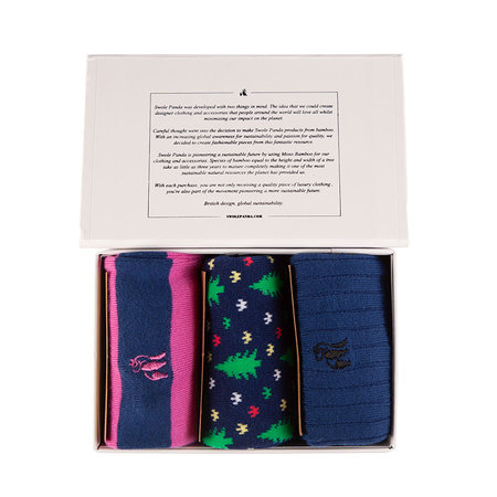 Bamboe Sokken Giftbox Heren Kerst Blauw