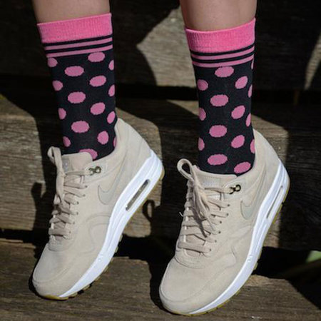 Bamboe Damessokken Polka Dots Zwart & Roze