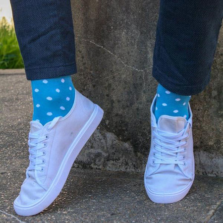 Bamboe Herensokken Polkadot Blauw