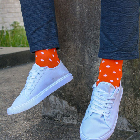 Bamboe Herensokken Polkadot Oranje