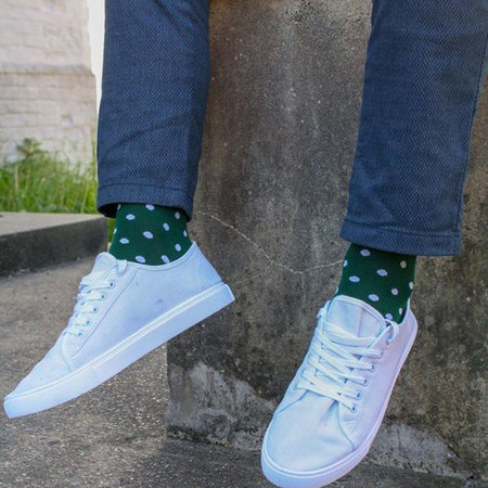 Bamboe Herensokken Polkadot Groen