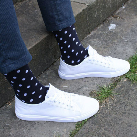 Bamboe Herensokken Polkadot Navy Blauw