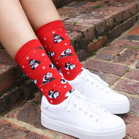 Bamboe Damessokken Panda Rood
