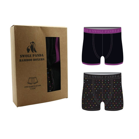 Bamboe Boxers Twinpack Paars/Zwart Stip