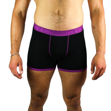 Bamboe Boxers Twinpack Paars/Zwart Stip