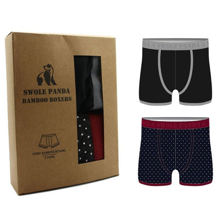 Bamboe Boxers Twinpack Grijs/Zwart Stip