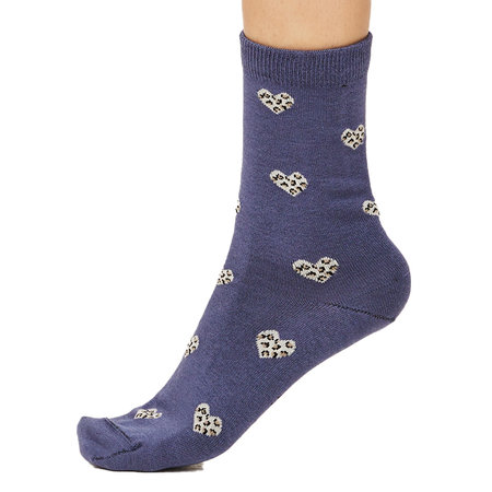 Bamboe Damessokken Luipaard Hartjes in Blauw