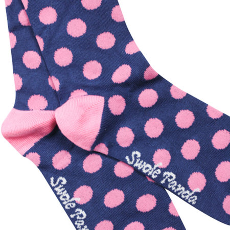 Bamboe Damessokken Polka Dots Navy & Roze