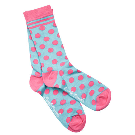Bamboe Damessokken Polka Dots Lichtblauw & Roze