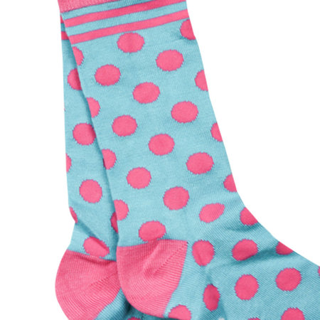 Bamboe Damessokken Polka Dots Lichtblauw & Roze