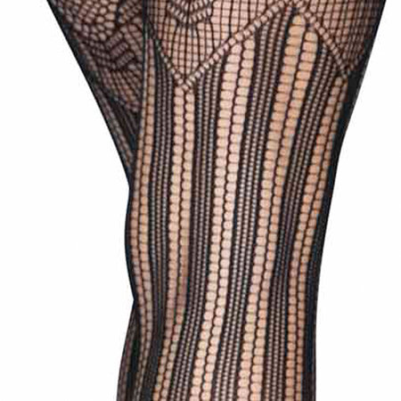 Panty in Jarretel Uitvoering in Gestreept Visnet