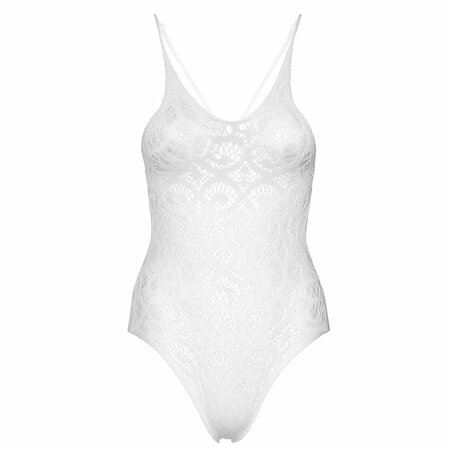 Bodystocking Wit Kant Naadloos met G-String