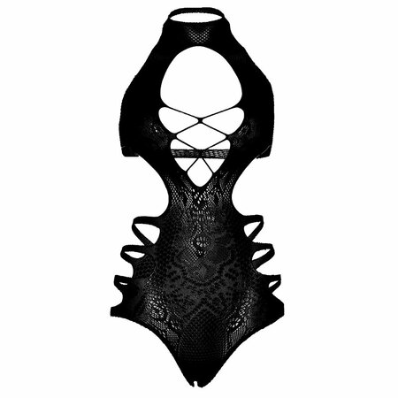 Bodystocking Zwart Kant Naadloos met Cut Outs