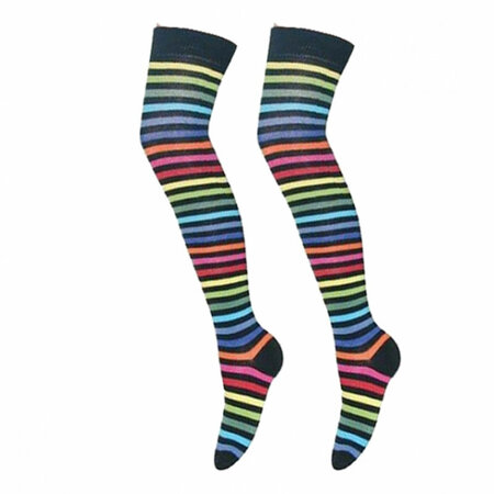 Kousen Overknee Streep Dark Rainbow