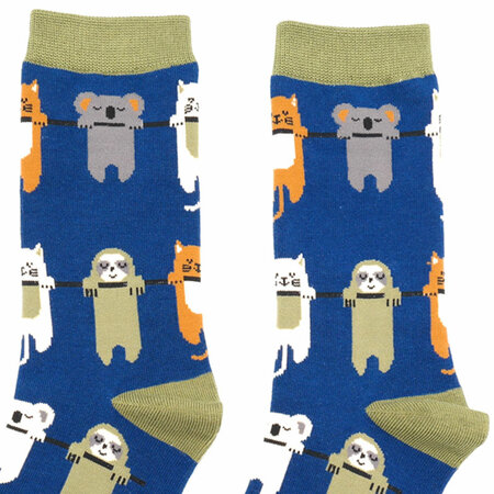 Bamboe Herensokken "Hang in there" in Blauw