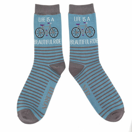 Bamboe Herensokken 'Life is a Beautiful Ride' Denim