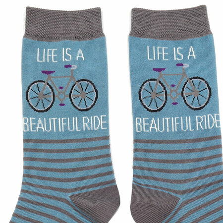Bamboe Herensokken 'Life is a Beautiful Ride' Denim