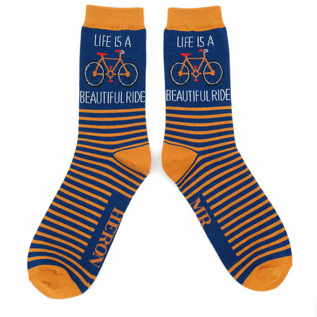 Bamboe Herensokken 'Life is a Beautiful Ride' Blauw