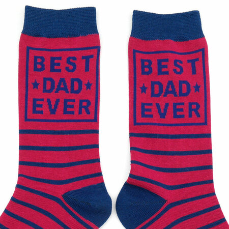Bamboe Herensokken "Best Dad Ever" in Rood met Blauw