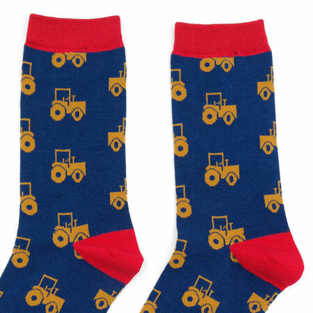 Bamboe Herensokken Tractor in Blauw en Rood