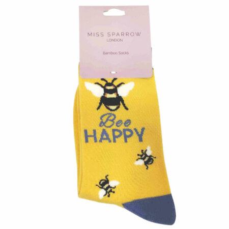 Bamboe DamessokkenBee Happy in Geel