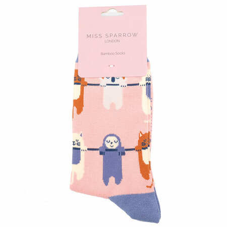 Bamboe Damessokken 'Hang in there' in Roze