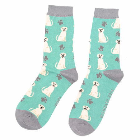 Bamboe Damessokken Happy Labradors Mint