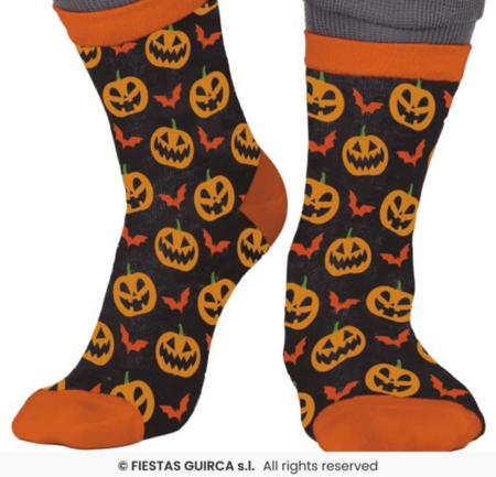 Halloween sokken - Pompoenen en vleermuizen
