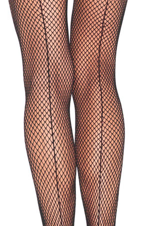 Panty Visnet Fijne Maas met Achternaad Zwart Plus Size