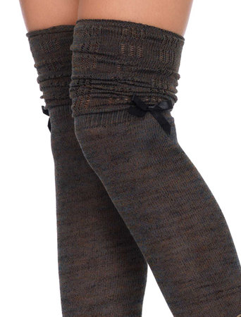 Kousen Luxe Scrunch Bruin met Strikje
