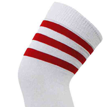 Kousen Overknee Scheidsrechter Wit met Rood