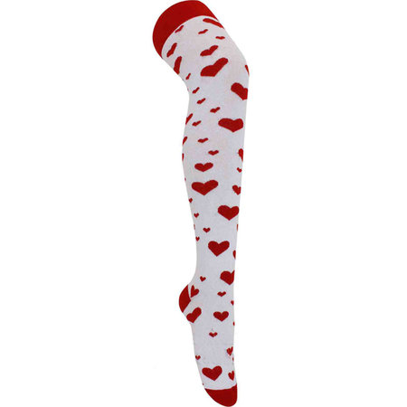 Kousen Overknee Hart Rood Wit