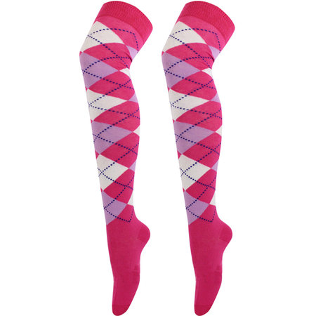 Kousen Overknee Argyle Pink