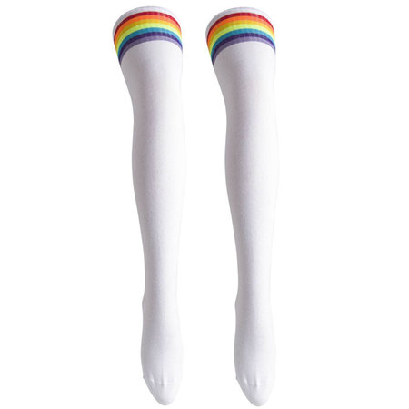 Kousen Overknee Scheidsrechter Wit Regenboogkleuren