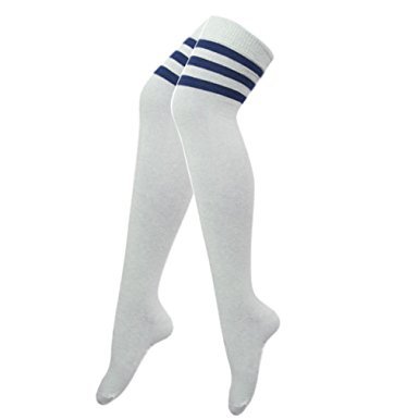 Kousen Overknee Scheidsrechter Wit met Blauw