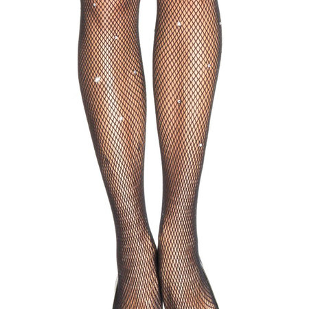 Panty Visnet Fijne Maas met Strass Steentjes