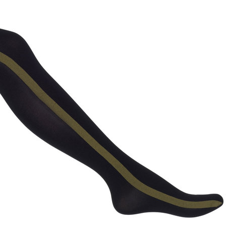 Panty Zwart met Olijfgroene Uniform Streep