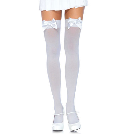 Kousen Nylon Wit met Strik Wit