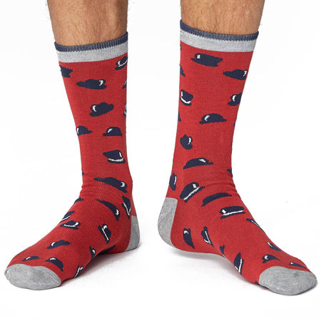 Bamboe Herensokken Gentlemen Bolhoed Rood
