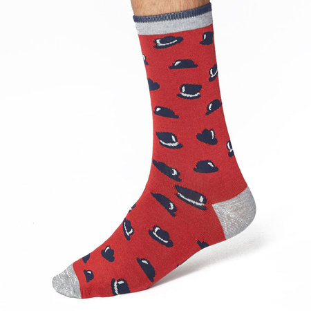 Bamboe Herensokken Gentlemen Bolhoed Rood