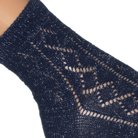 Sokken Quarter Glitter Ajour Licht Navy