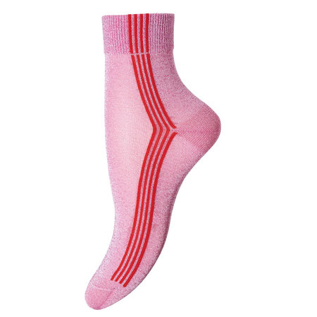 Sokken Enkel Violet in Rose met Rood Maat 40-42