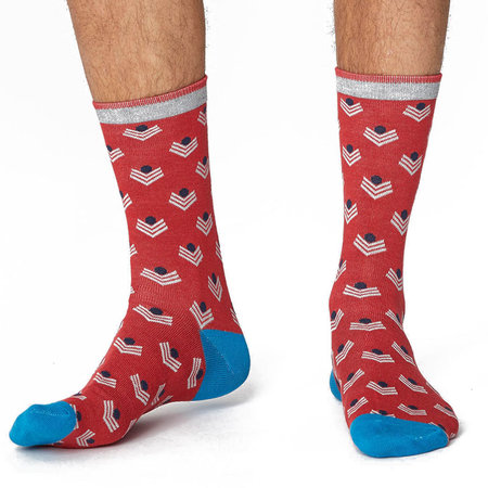 Bamboe Herensokken Chevron Hibiscus Rood