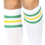 Sokken Knie Sport Wit met Groen en Geel