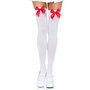 Kousen Nylon Wit met Strik Rood