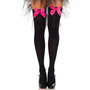 Kousen Nylon Zwart met Strik Neon Roze