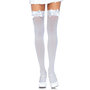Kousen Nylon Wit met Strik Wit Plus Size
