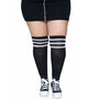 Kousen Overknee Scheidsrechter Plus Size Zwart Witte Strepn